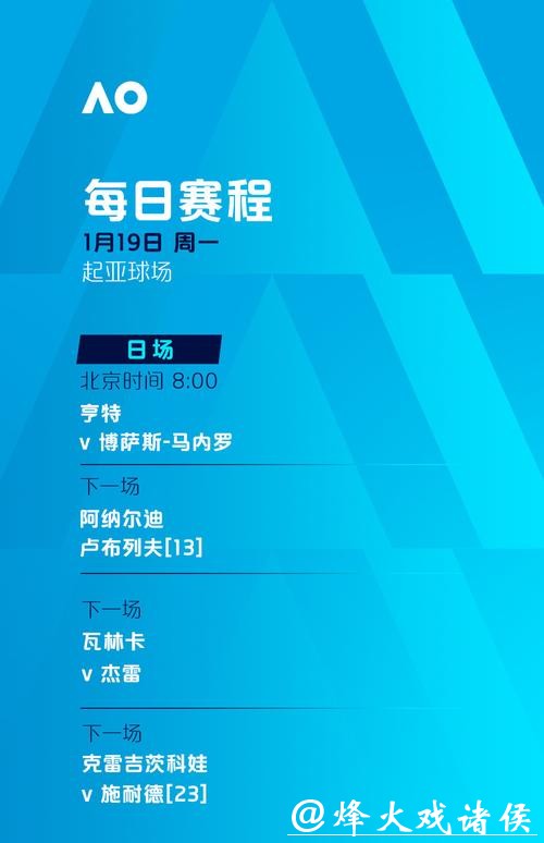 三位中国球员冲击次轮 澳网今日赛程→